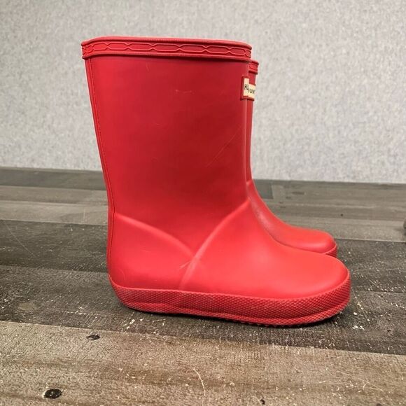 Hunter Little Girls Size 8 Original First Classic Wellies Rain Boots Dark Pink - Picture 1 of 10